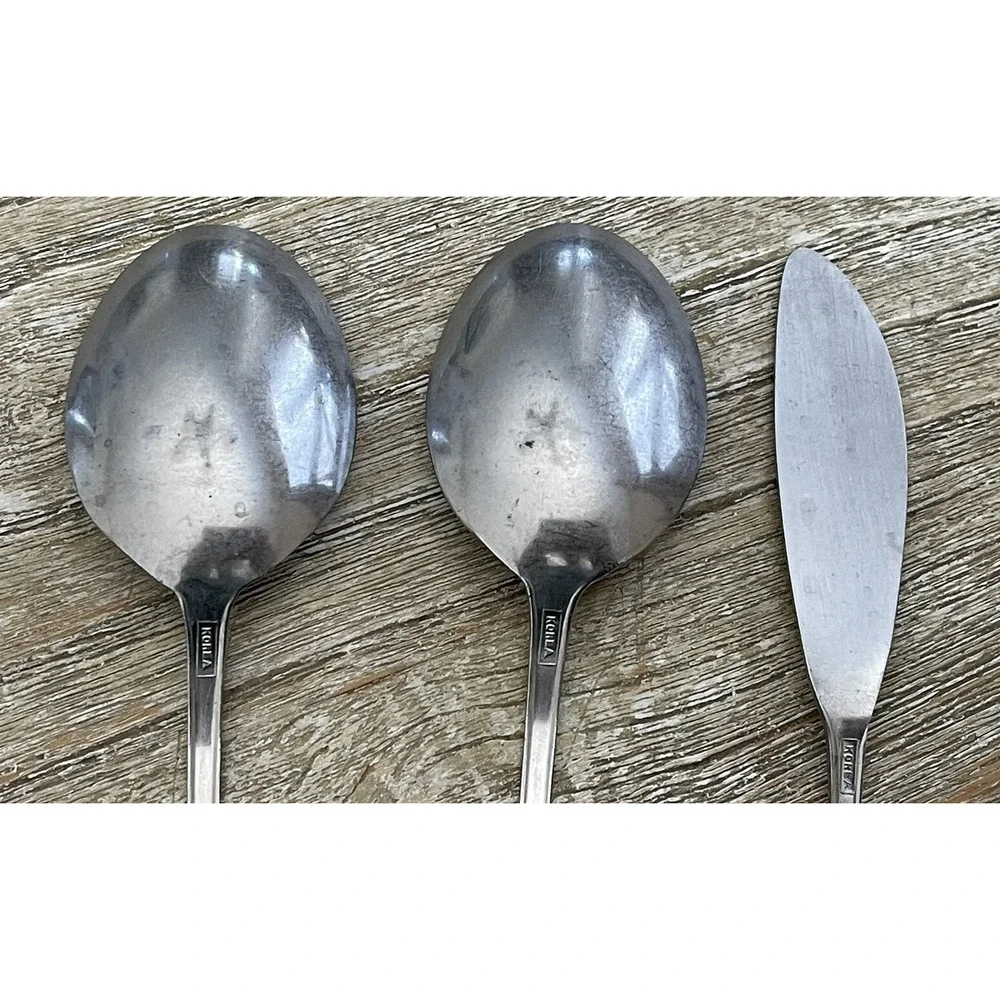 2 Lot Of Imperia Korea Stainless Steel Oval Soup Spoon 7 1/4in. 1 Butter Knife